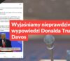 Wyjaśniamy nieprawdziwe tezy z wypowiedzi Donalda Trumpa w Davos