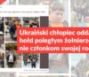 Ukraiński chłopiec oddaje hołd poległym żołnierzom, a nie członkom swojej rodziny