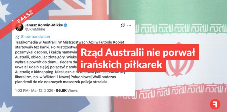 Rząd Australii nie porwał irańskich piłkarek