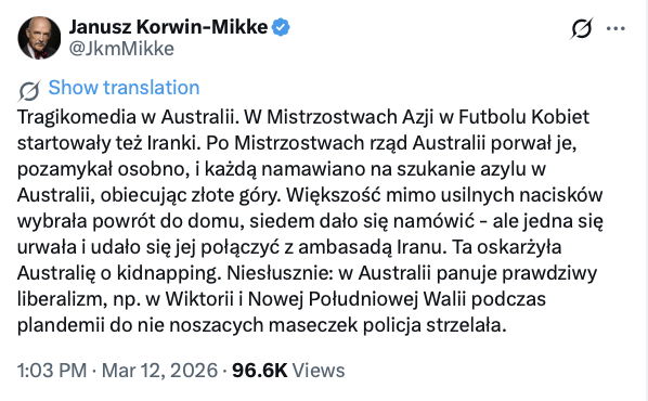 Rząd Australii nie porwał irańskich piłkarek. Iran.