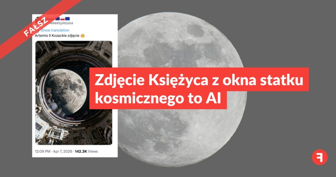 Zdjęcie Księżyca z okna statku kosmicznego to AI