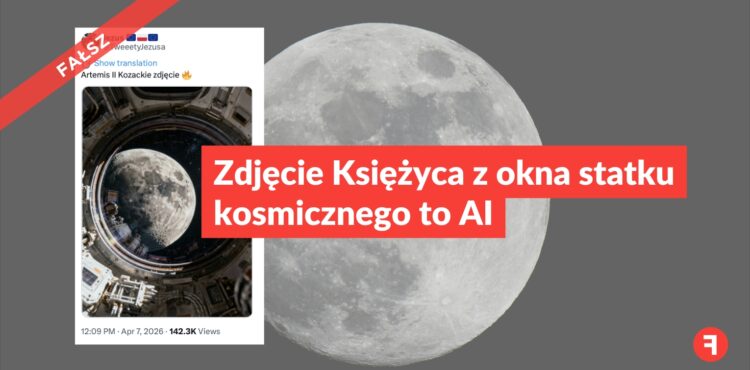 Zdjęcie Księżyca z okna statku kosmicznego to AI