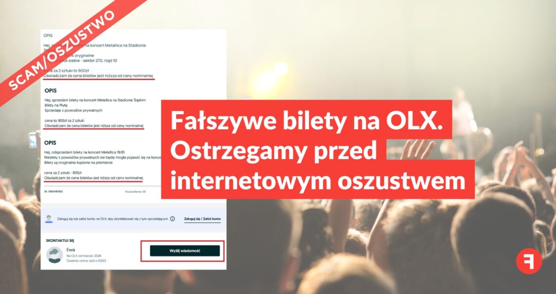 Fałszywe bilety na OLX. Ostrzegamy przed internetowym oszustwem