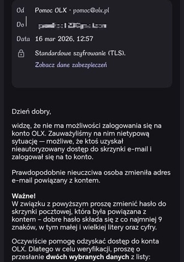 Odpowiedź OLX supportu