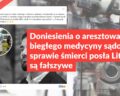 Doniesienia o aresztowaniu biegłego medycyny sądowej w sprawie śmierci posła Litewki są fałszywe