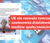 UE nie rozważa tymczasowego zawieszenia działalności mediów społecznościowych