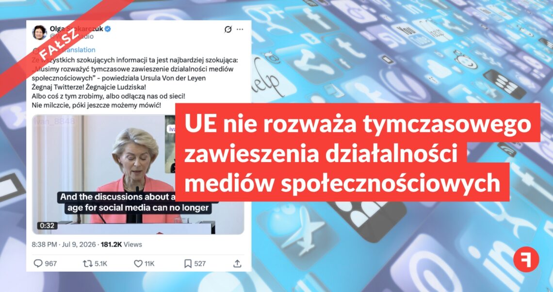 UE nie rozważa tymczasowego zawieszenia działalności mediów społecznościowych