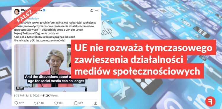 UE nie rozważa tymczasowego zawieszenia działalności mediów społecznościowych
