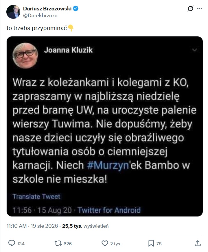 Kluzik o paleniu wierszy Tuwima