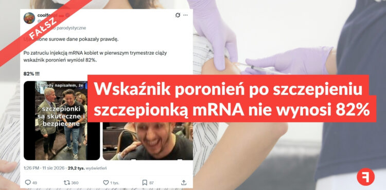 Wskaźnik poronień po szczepieniu szczepionką mRNA nie wynosi 82%