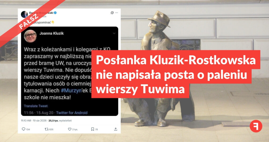 Posłanka Kluzik-Rostkowska nie napisała posta o paleniu wierszy Tuwima