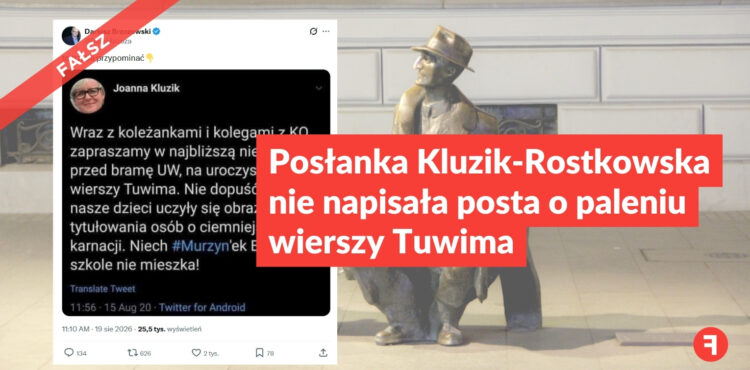 Posłanka Kluzik-Rostkowska nie napisała posta o paleniu wierszy Tuwima
