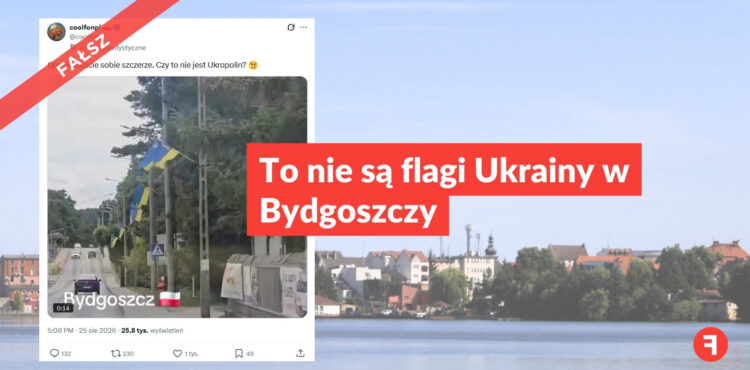 To nie są flagi Ukrainy w Bydgoszczy