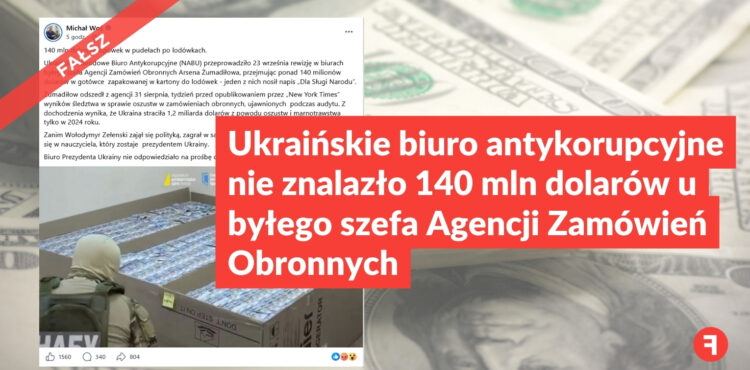 Ukraińskie biuro antykorupcyjne nie znalazło 140 mln dolarów u byłego szefa Agencji Zamówień Obronnych