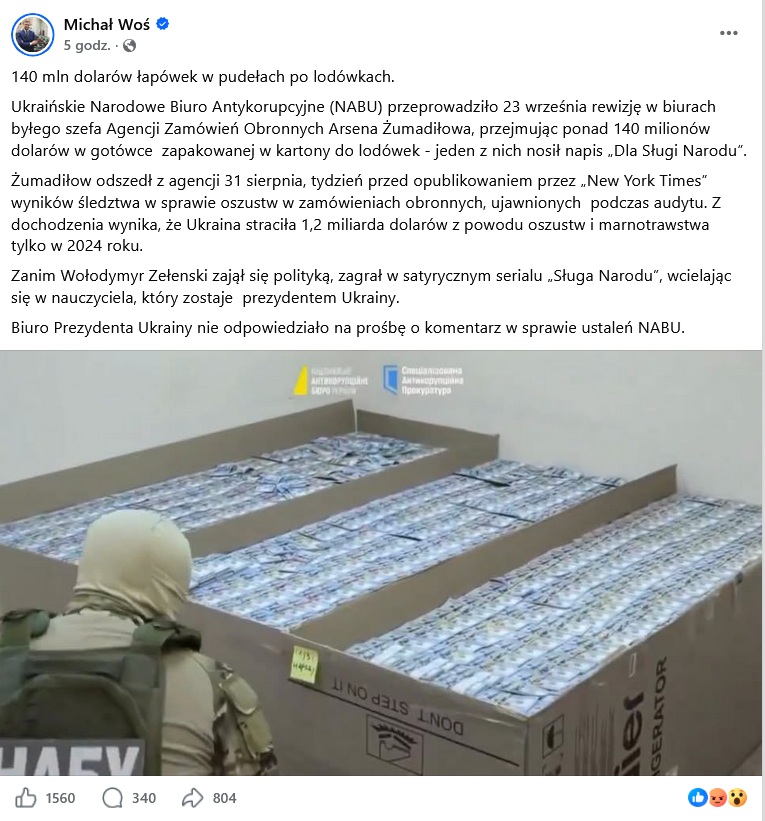 Woś o 150 milionach dolarów