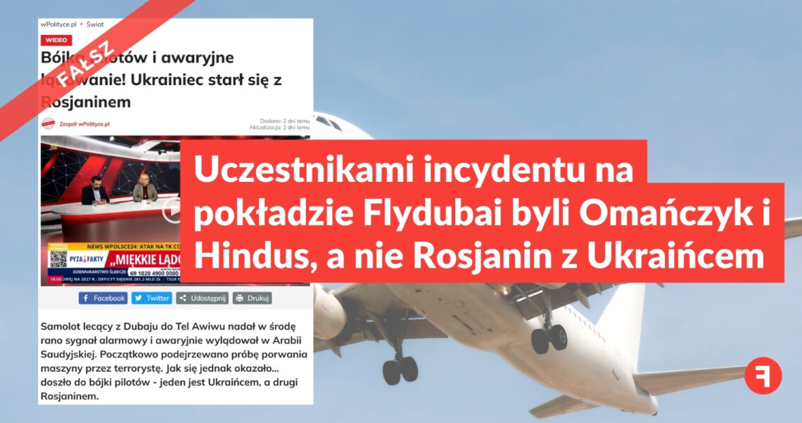Uczestnikami incydentu na pokładzie Flydubai byli Omańczyk i Hindus, a nie Rosjanin z Ukraińcem
